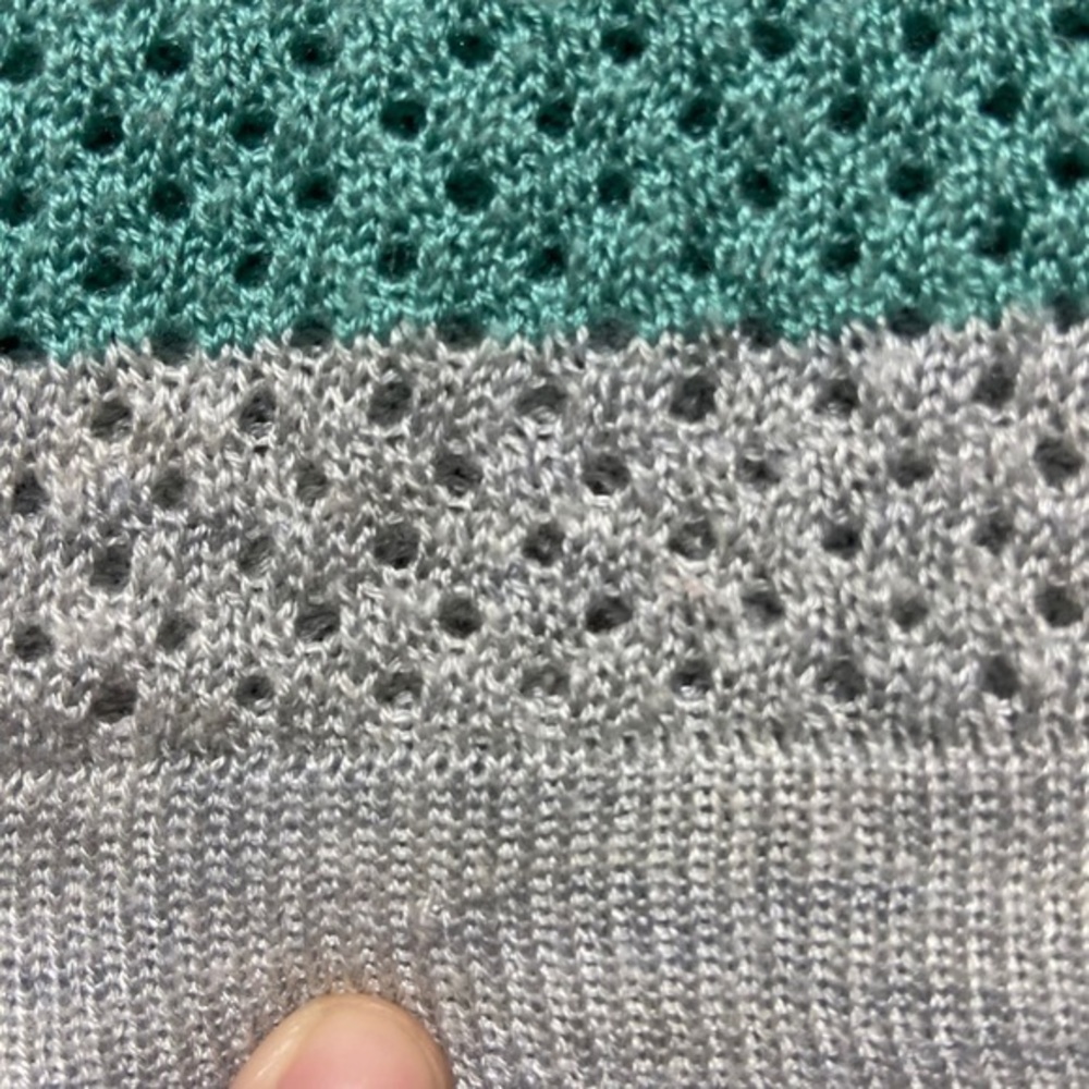 Converse‎ One Star Large Women’s Crochet Knit Striped Sweater Gray Mint - Picture 9 of 10